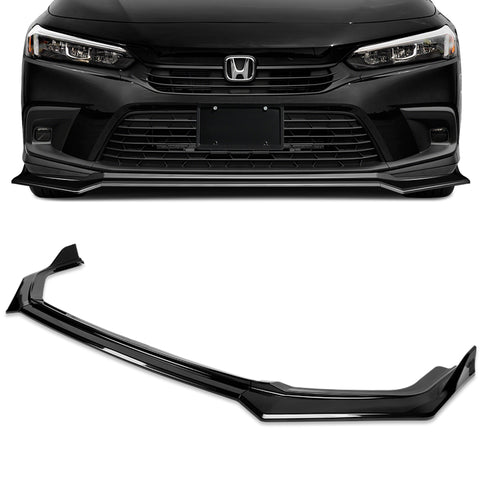 For 2022-2024 Honda Civic Sedan Painted Black Front Bumper Splitter Spoiler Lip  3 pcs