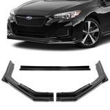 For 2017-2019 Subaru Impreza ST-Style Painted Black Front Bumper Spoiler Lip + 86" x 4" Universal Painted Black Side Skirt Extension Rocker Splitters Lip 9pcs