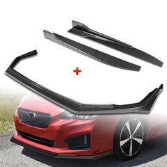 For 2017-2019 Subaru Impreza ST-Style Carbon Painted Front Bumper Spoiler Lip + 31"x4" Universal Carbon Style Side Skirt Rocker Splitters Diffuser Winglet Wind  5pcs