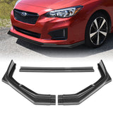 For 2017-2019 Subaru Impreza ST-Style Carbon Painted Front Bumper Spoiler Lip + 86" x 4" Universal Carbon Look Side Skirt Extension Rocker Splitters Lip 9pcs