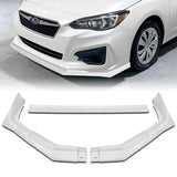 For 2017-2019 Subaru Impreza ST-Style Painted White Front Bumper Spoiler Lip + 31"x4" Universal Painted White Side Skirt Rocker Splitters Diffuser Winglet Wind  5pcs
