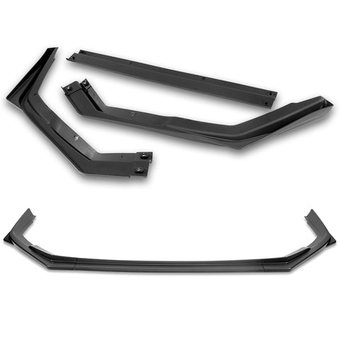 For 2017-2019 Subaru Impreza ST-Style Matt Black Front Bumper Spoiler Lip 3pcs + 86" x 4" Universal Black Side Skirt Extension Rocker Splitters Diffuser Lip 9pcs