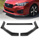 For 2017-2019 Subaru Impreza ST-Style Matt Black Front Bumper Spoiler Lip 3pcs + 86" x 4" Universal Black Side Skirt Extension Rocker Splitters Diffuser Lip 9pcs