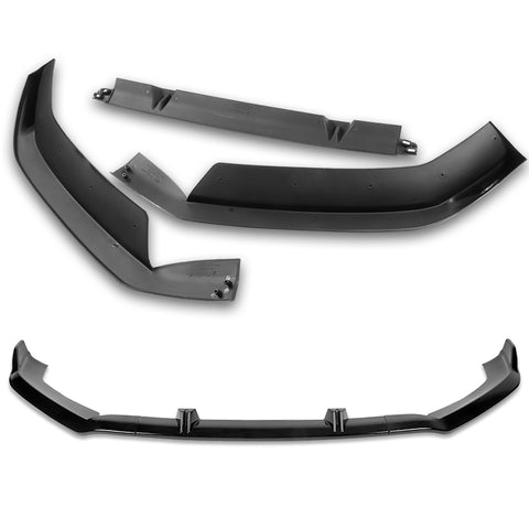 For 2013-2016 Audi A4 Quattro S4 Painted Black Front Bumper Splitter Spoiler Lip + 59" x 4" Universal Painted Black Side Skirt Extension Rocker Splitters Lip 9pcs