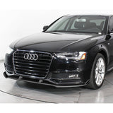 For 2013-2016 Audi A4 Quattro S4 Painted Black Front Bumper Splitter Spoiler Lip + 59" x 4" Universal Painted Black Side Skirt Extension Rocker Splitters Lip 9pcs