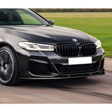 For 2021-2023 BMW 5-Series G30 M-Sport Painted Black Front Bumper Spoiler Lip  3pcs