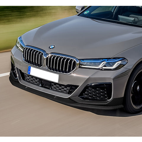 For 2021-2023 BMW 5-Series G30 M-Sport Carbon Painted Front Bumper Spoiler Lip  3pcs