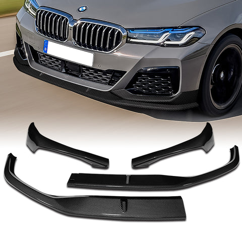 For 2021-2023 BMW 5-Series G30 M-Sport Carbon Painted Front Bumper Spoiler Lip  3pcs