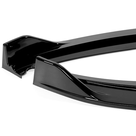 For 2012-2014 Ford Focus ST MK3 GT-Style Painted Black Front Bumper Spoiler Lip + 86" x 4" Universal Painted Black Side Skirt Extension Rocker Splitters Lip 9pcs