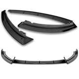 For 2012-2014 Ford Focus ST MK3 GT-Style Painted Black Front Bumper Spoiler Lip + 86" x 4" Universal Painted Black Side Skirt Extension Rocker Splitters Lip 9pcs