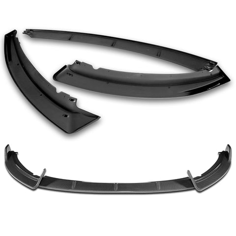 For 2012-2014 Ford Focus ST MK3 GT-Style Carbon Look Front Bumper Spoiler Lip + 86" x 4" Universal Carbon Look Side Skirt Extension Rocker Splitters Lip 9pcs