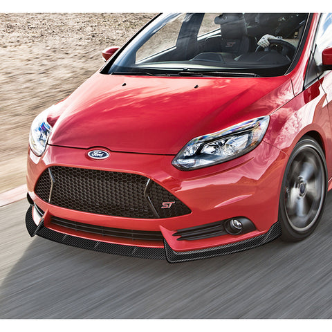 For 2012-2014 Ford Focus ST MK3 GT-Style Carbon Look Front Bumper Spoiler Lip + 31"x4" Universal Carbon Style Side Skirt Rocker Splitters Diffuser Winglet Wind  5pcs