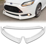 For 2012-2014 Ford Focus ST MK3 GT-Style Painted White Front Bumper Spoiler Lip + 86" x 4" Universal Painted White Side Skirt Extension Rocker Splitters Lip 9pcs