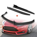 For 2012-2014 Ford Focus ST MK3 GT-Style Matt Black Front Bumper Spoiler Lip + 31" x 4" Universal Black Car side Skirt Rocker Splitters Diffuser Winglet Wind  5pcs