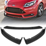 For 2012-2014 Ford Focus ST MK3 GT-Style Matt Black Front Bumper Spoiler Lip + 86" x 4" Universal Black Side Skirt Extension Rocker Splitters Diffuser Lip 9pcs