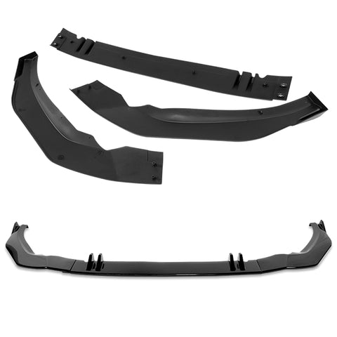 For 2020-2022 Audi A5 S5 S-Line Painted Black Front Bumper Spoiler Splitter Lip + 31"x4" Universal Painted Black Side Skirt Rocker Splitters Diffuser Winglet Wind  5pcs