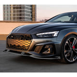 For 2020-2022 Audi A5 S5 S-Line Painted Black Front Bumper Spoiler Splitter Lip + 31"x4" Universal Painted Black Side Skirt Rocker Splitters Diffuser Winglet Wind  5pcs
