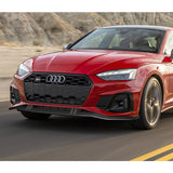 For 2020-2022 Audi A5 S5 S-Line Carbon Painted Front Bumper Spoiler Splitter Lip + 59" x 4" Universal Carbon Look Side Skirt Extension Rocker Splitters Lip 9pcs