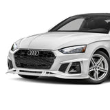 For 2020-2022 Audi A5 S5 S-Line Painted White Front Bumper Spoiler Splitter Lip + 31"x4" Universal Painted White Side Skirt Rocker Splitters Diffuser Winglet Wind  5pcs