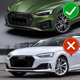 For 2020-2022 Audi A5 S5 S-Line Painted White Front Bumper Spoiler Splitter Lip + 86" x 4" Universal Painted White Side Skirt Extension Rocker Splitters Lip 9pcs