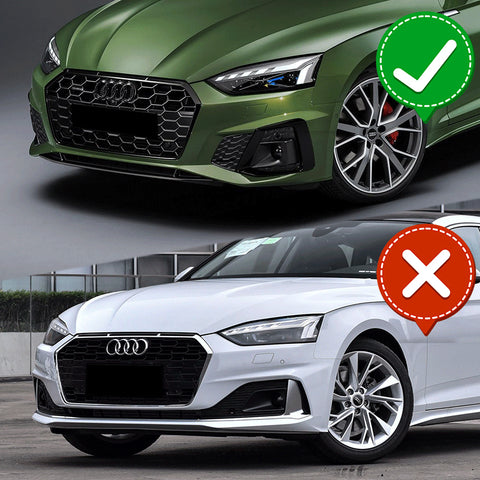 For 2020-2022 Audi A5 S5 S-Line Painted White Front Bumper Spoiler Splitter Lip + 86" x 4" Universal Painted White Side Skirt Extension Rocker Splitters Lip 9pcs
