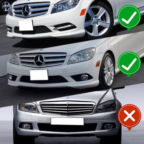 For 2008-2011 Mercedes C-Class Sport W204 Matt Black Front Bumper Spoiler Lip + 31" x 4" Universal Black Car side Skirt Rocker Splitters Diffuser Winglet Wind 5pcs