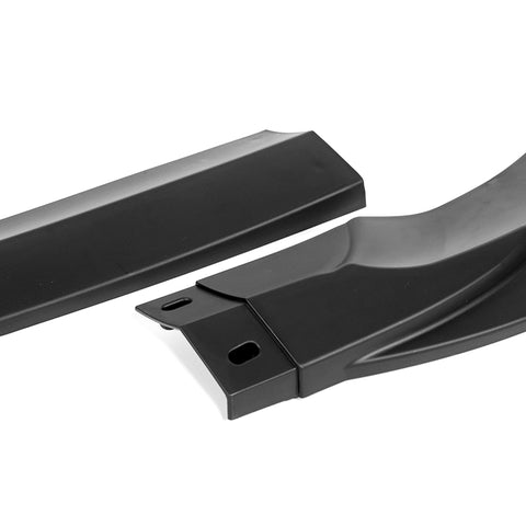 For 2008-2011 Mercedes C-Class Sport W204 Matt Black Front Bumper Spoiler Lip + 31" x 4" Universal Black Car side Skirt Rocker Splitters Diffuser Winglet Wind 5pcs