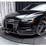 For 2013-2016 Audi A5/S5 S-Line Painted Black Front Bumper Spoiler Splitter Lip + 31"x4" Universal Painted Black Side Skirt Rocker Splitters Diffuser Winglet Wind  5pcs