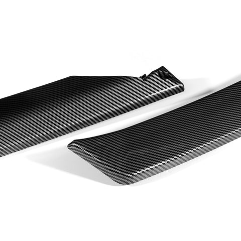 For 2013-2016 Audi A5 / S5 S-Line Carbon Look Front Bumper Spoiler Splitter Lip + 86" x 4" Universal Carbon Look Side Skirt Extension Rocker Splitters Lip 9pcs