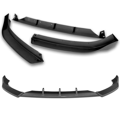 For 2013-2016 Audi A5 / S5 S-Line Carbon Look Front Bumper Spoiler Splitter Lip + 86" x 4" Universal Carbon Look Side Skirt Extension Rocker Splitters Lip 9pcs