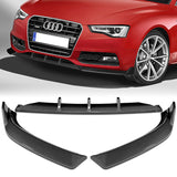 For 2013-2016 Audi A5 / S5 S-Line Carbon Look Front Bumper Spoiler Splitter Lip + 31"x4" Universal Carbon Style Side Skirt Rocker Splitters Diffuser Winglet Wind  5pcs