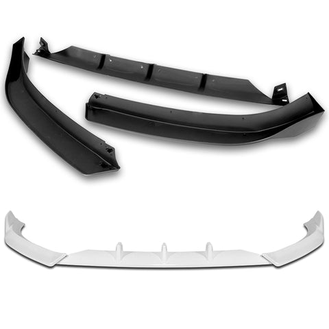 For 2013-2016 Audi A5/S5 S-Line Painted White Front Bumper Spoiler Splitter Lip + 86" x 4" Universal Painted White Side Skirt Extension Rocker Splitters Lip 9pcs