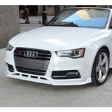 For 2013-2016 Audi A5/S5 S-Line Painted White Front Bumper Spoiler Splitter Lip + 86" x 4" Universal Painted White Side Skirt Extension Rocker Splitters Lip 9pcs