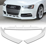 For 2013-2016 Audi A5/S5 S-Line Painted White Front Bumper Spoiler Splitter Lip + 86" x 4" Universal Painted White Side Skirt Extension Rocker Splitters Lip 9pcs