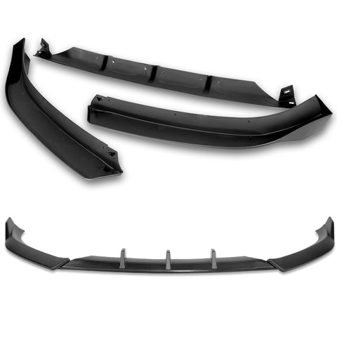 For 2013-2016 Audi A5 / S5 S-Line Matt Black Front Bumper Spoiler Splitter Lip + 86" x 4" Universal Black Side Skirt Extension Rocker Splitters Diffuser Lip 9pcs