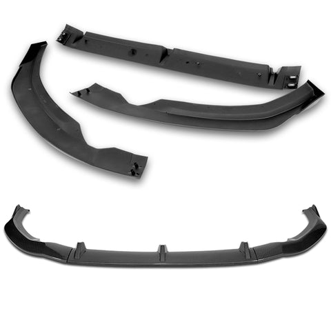 For 2020-2022 Audi A4 S4 B10 S-Line Carbon Painted Front Bumper Body Spoiler Lip + 86" x 4" Universal Carbon Look Side Skirt Extension Rocker Splitters Lip 9pcs