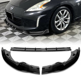 For 2013-2020 Nissan 370Z GT-Style Painted Black Front Bumper Body Spoiler Lip + 86" x 4" Universal Painted Black Side Skirt Extension Rocker Splitters Lip 9pcs