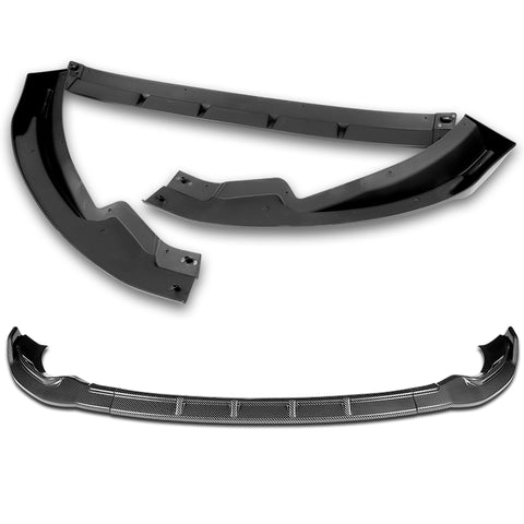For 2013-2020 Nissan 370Z GT-Style Carbon Painted Front Bumper Body Spoiler Lip + 31"x4" Universal Carbon Style Side Skirt Rocker Splitters Diffuser Winglet Wind  5pcs