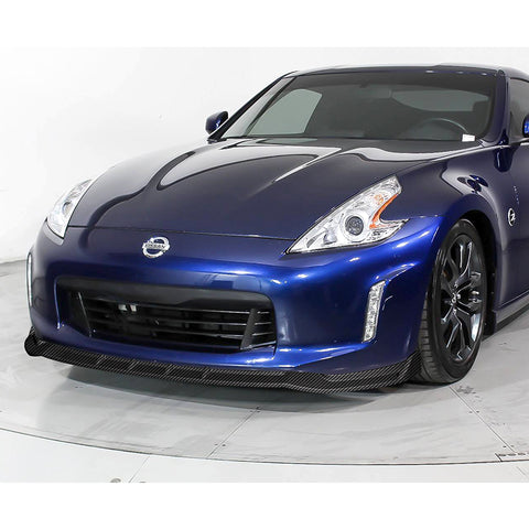 For 2013-2020 Nissan 370Z GT-Style Carbon Painted Front Bumper Body Spoiler Lip + 31"x4" Universal Carbon Style Side Skirt Rocker Splitters Diffuser Winglet Wind  5pcs