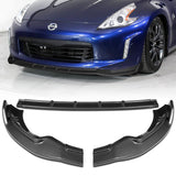 For 2013-2020 Nissan 370Z GT-Style Carbon Painted Front Bumper Body Spoiler Lip + 31"x4" Universal Carbon Style Side Skirt Rocker Splitters Diffuser Winglet Wind  5pcs