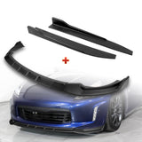 For 2013-2020 Nissan 370Z GT-Style Matt Black Front Bumper Splitter Spoiler Lip + 31" x 4" Universal Black Car side Skirt Rocker Splitters Diffuser Winglet Wind  5pcs