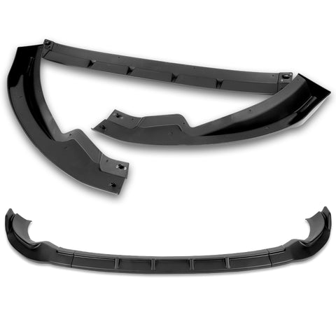 For 2013-2020 Nissan 370Z GT-Style Carbon Painted Front Bumper Body Spoiler Lip + 59" x 4" Universal Carbon Look Side Skirt Extension Rocker Splitters Lip 9pcs