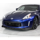 For 2013-2020 Nissan 370Z GT-Style Carbon Painted Front Bumper Body Spoiler Lip + 59" x 4" Universal Carbon Look Side Skirt Extension Rocker Splitters Lip 9pcs