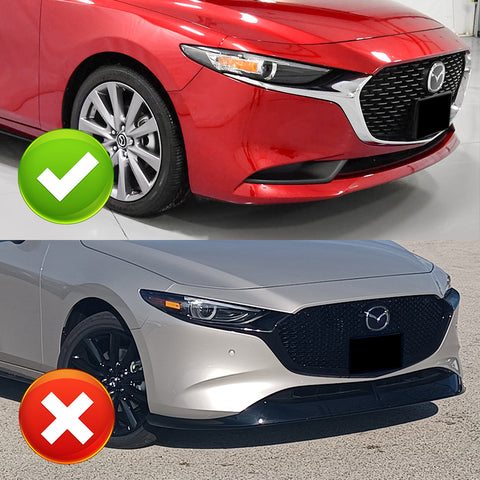 For 2019-2023 Mazda 3 Mazda3 Matt Black Front Bumper Body Kit Spoiler Lip + Side Skirt Rocker Winglet Canard Diffuser Wing  Body Splitter ABS (Matte Black) 5PCS