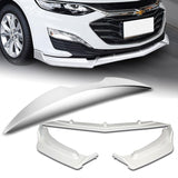 For 2019-2021 Chevrolet Malibu Painted White Front Bumper Body Kit Spoiler Lip  3pcs + For 2016-2024 Chevy Malibu W-Power Pearl White V-Style Trunk Lid Spoiler Wing