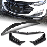 For 2019-2021 Chevrolet Malibu Unpainted Black Front Bumper Body Kit Lip 3pcs + For 2016-2024 Chevy Malibu W-Power Unpainted Black V-Style Trunk Spoiler Wing
