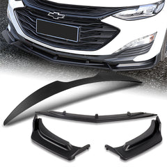 For 2019-2021 Chevrolet Malibu Unpainted Black Front Bumper Body Kit Lip 3pcs + For 2016-2024 Chevy Malibu W-Power Unpainted Black V-Style Trunk Spoiler Wing