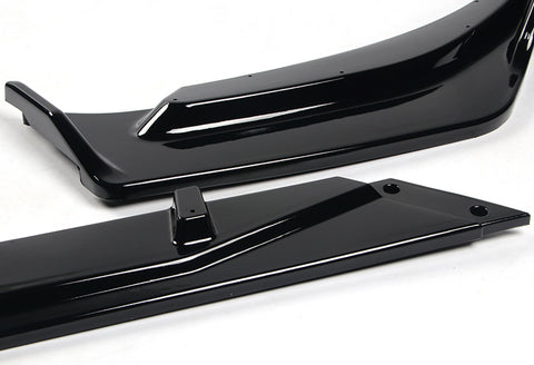 For 2019-2021 Chevrolet Malibu Painted Black Front Bumper Lip Spoiler Splitter 3pcs + For 2016-2024 Chevy Malibu W-Power Pearl Black V-Style Trunk Lid Spoiler Wing