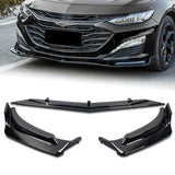 For 2019-2021 Chevrolet Malibu Painted Black Front Bumper Lip Spoiler Splitter 3pcs + For 2016-2024 Chevy Malibu W-Power Pearl Black V-Style Trunk Lid Spoiler Wing