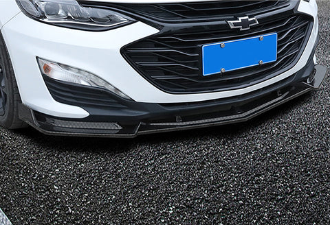 For 2019-2021 Chevrolet Malibu Carbon Style Front Bumper Body Kit Spoiler Lip 3pcs + For 2016-2024 Chevy Malibu W-Power Carbon Painted V-Style Trunk Lid Spoiler Wing